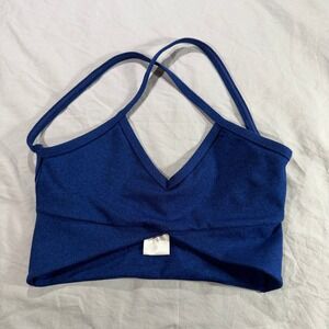 Chelsea B Kids Royal Blue Twist Front Cross Back Athletic Crop Top Child Large